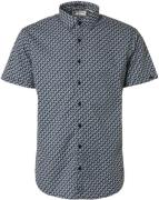 No Excess Shirt short sleeve allover printed washed blue
