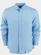 Bos Bright Blue Casual hemd lange mouw linnen shirt slim fit 9435900/2...