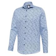 Blue Industry Overhemd twill, blauw paisley motief