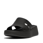 FitFlop F-mode raw-edge leather flatform h-bar slides