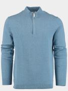 Bos Bright Blue Scotland blue pullover yamm half zip flat knit 24105ya...