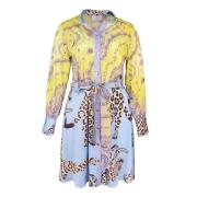Mucho Gusto Dress louvain leopard and summer yellow and blue
