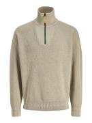 Jack & Jones Jcooutdoor knit half zip high neck licht