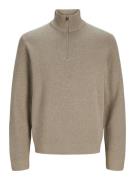 Jack & Jones Jprblamilano stitch knit half zip s zand