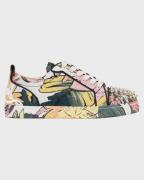 Christian Louboutin Fun louis junior spikes botanical print sneakers m...