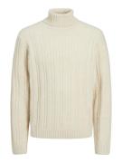 Jack & Jones Jprblatrent knit cable roll neck bf ecru