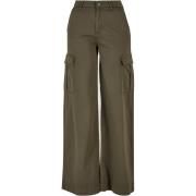 Urban Classics Dames twill hoge taille wijde pijpen cargo broek