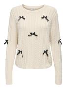 Jacqueline de Yong Jdybow ls oneck capble pullover ecru