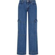 Urban Classics Dames denim cargo jeans met lage taille