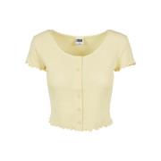 Urban Classics Dames ribbed button-down crop top