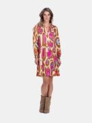 Mucho Gusto Viscose jurk san rafael met degradee oranje fuchsia print ...