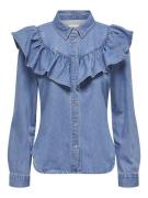 Only onlindigo ls frill dnm shirt qyt no 15297988 medium blue denim