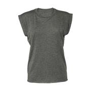 Bella + Canvas Dames flowy muscle t-shirt met opgerolde mouwen