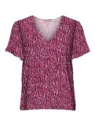 Only Onlwina ss v-neck top ex ptm fuchsia