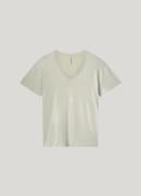 Summum v-neck top metallic coated jersey 3s4887-30545 702 pebble beige