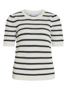 Vila vidalo o-neck s/s stripe knit-noos 14106601 black