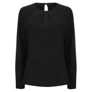 Henbury Blouse met lange mouwen en geplooide voorkant voor dames