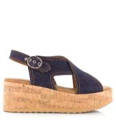 Via Vai sissel capri | denim sandalen sandalen met hak dames