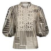 Nukus Mae top stripes ecru dessin