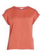 Vila Viellette ss satin top noos koraal