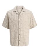 Jack & Jones jprbluvincent print resort s/s shir 12273289 oatmeal