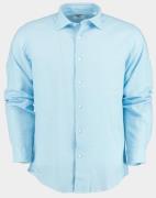 Bos Bright Blue Casual hemd lange mouw linnen katoen shirt lm 42540015...