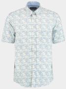 Bos Bright Blue R.b. boston casual hemd korte mouw regular fit met str...