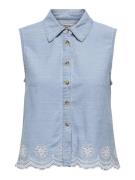 Only Onlmoon sl brod anglaise dnm shirt qyt blue denim
