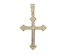Christian 14 karaat gouden kruis met zirkonias
