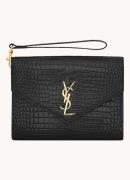 Saint Laurent Cassandre clutch van kalfsleer met crocostructuur