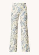 Sandro High waist flared fit pantalon in linnenblend met bloemenprint