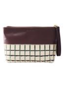 Dries Van Noten Pochette Bordeaux - make-up tas van kalfsleer