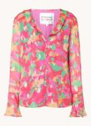 Fabienne Chapot Rosa blouse met bloemenprint en lurex