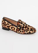 Dune London Glair loafer met horsebit en panterprint