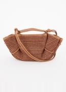 Hereu Arta Mini crossbodytas van raffia met leren details