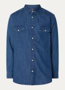 Boggi Milano Regular fit overshirt van chambray met borstzakken