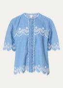 Josephine & Co Blouse van chambray met broderie