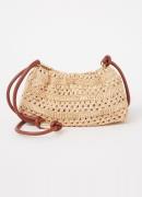 ba&sh Juni crossbodytas van raffia met lamsleren details