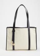 Sandro Shopper van canvas met kalfsleren details
