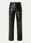BOSS Crossroad high waist straight fit broek van imitatieleer