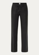 BRAX Farina mid waist straight fit broek van linnen met strikceintuur