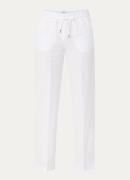BRAX Farina mid waist straight fit broek van linnen met strikceintuur