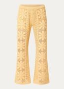 Sandro Mid waist wide fit broek met opengewerkt dessin