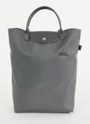 Longchamp Le Pliage Green shopper M met leren details