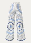 Sandro Hight waist wide leg broek in linnenblend met print