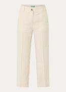 Benetton High waist straight fit croppped pantalon van linnen