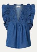 Neo Noir Jayla tuniek van chambray met smockwerk