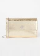 Maje Clutch met metallic finish en afneembare schouderriem