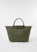 Longchamp Le Pliage Green handtas M met leren details