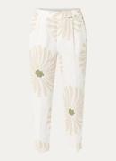 Benetton High waist straight fit cropped broek van linnen met print